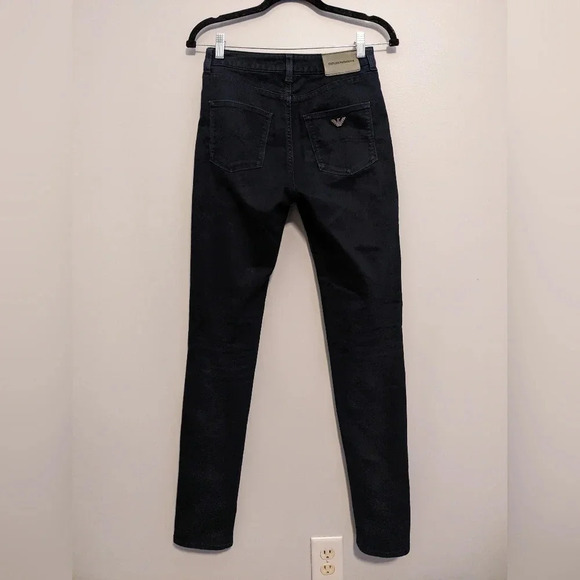 Emporio Armani Silver Signature Pocket Logo Dark Blue Denim Jeans Size 27 - Picture 3 of 9
